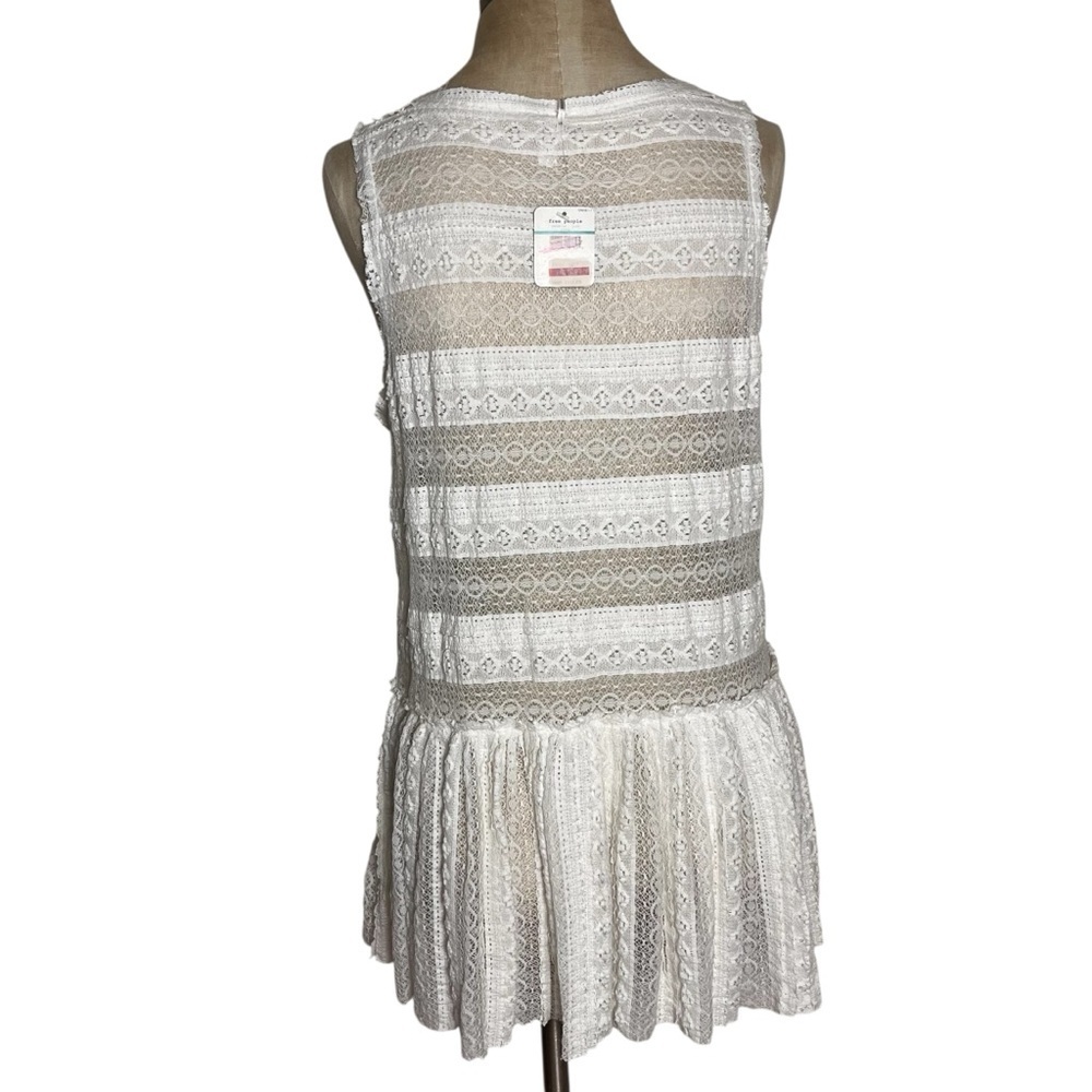 Intimately Free People Lace Mini Dress Cream Sheer Drop Waist Prairie Boho Tunic - Picture 8 of 12